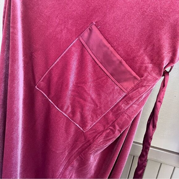 NorthStyle Velour Belted Robe Burgundy Medium - Picture 5 of 9